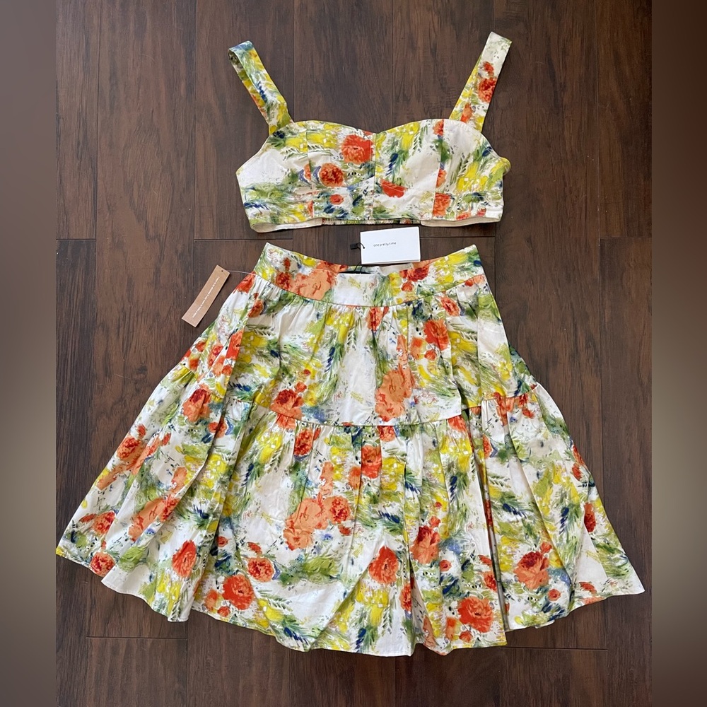 OPT floral top and skirt